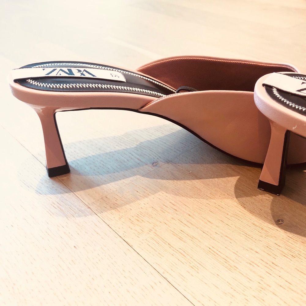 NWT Zara Light Pink Mid-Heel Mules - Picture 8 of 9